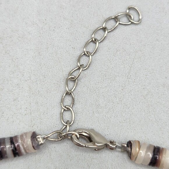 Tahitian Oyster Shell Heishi Bead Necklace Lobster Clasp 18 Inch Beach Boho - Picture 5 of 5